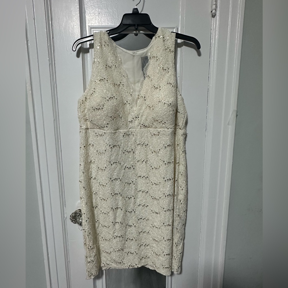 Nightway Sequined Lace Cocktail Dress